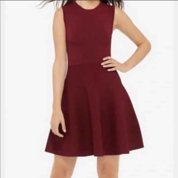 Women's Eva Longoria Burgundy Red Power Knit Dress - Picture 2 of 7